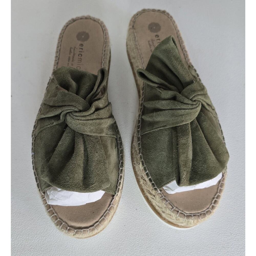 ERIC MICHAEL Sybil Suede Sandals Wedges Made in Spain Sage Green Sz 39-US 8-8.5 - Picture 3 of 8